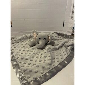 Pro Goleem Gray Elephant Minky Dot Baby Security Blanket Lovey 16x16 Satin‎ Trim